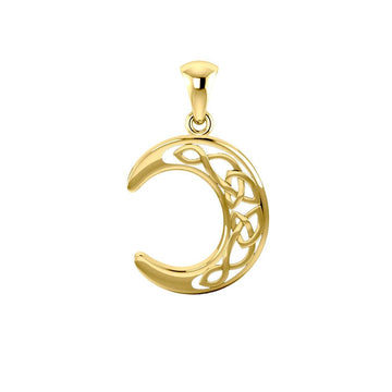 Celtic Crescent Moon Solid Gold Pendant GTP2963 - Jewelry